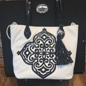 Brighton Black and Cream Tote Bag